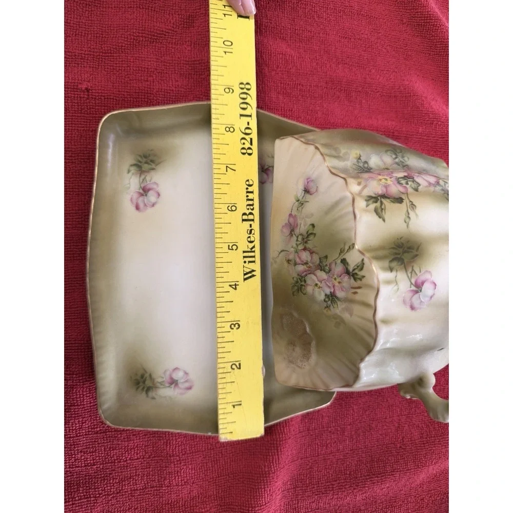 Antique Hand Painted Nippon Wild Rose Cheese Keeper, 1891-1921